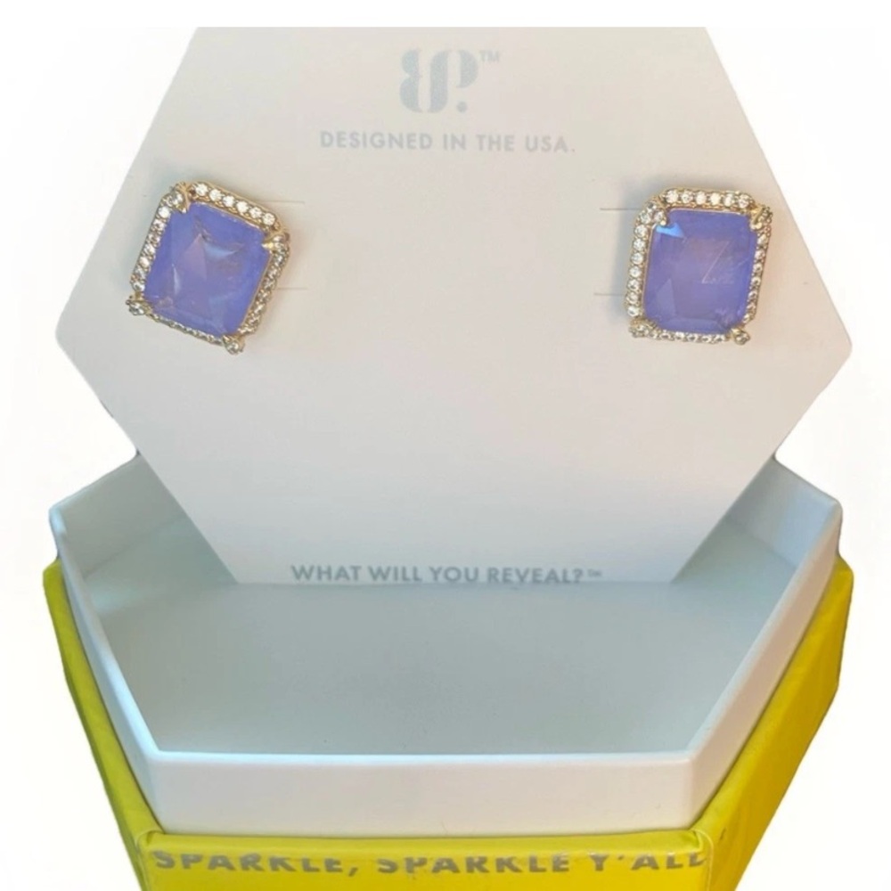 “Warm Sands”  Lavender Fluorite Fused W/ Genuine Quartz Gold Earrings BP